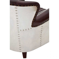 Fauteuil d'appoint Chesterfield capitonné en cuir, style moderne et minimaliste, avec structure en bois massif, inspiré des avions, pour salon