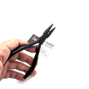 Pince à extensions capillaires noires en métal pour micro-perles, outil de pose et de retrait, pince à bec effilé en acier inoxydable avec logo personnalisé - Product Image 4