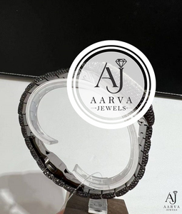Black Rhodium Stainless Steel Mechanical Watch Crystal Dial 20mm Band Analog <b>Bracelet</b> Diamond Bezel Luxury Dress Watch - Product Image 5