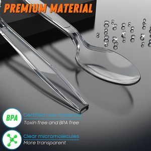 Cucchiai Monouso in Plastica Trasparente Resistente da 6,8 Pollici, Senza BPA, Solidi e Durevoli, Resistenti al Calore, Premium - Product Image 1