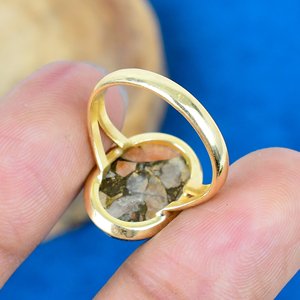 Bague en argent sterling 925 plaqué or 18 carats avec pierre précieuse en calcite cuivrée orange naturelle en forme de coussin - Product Image 4