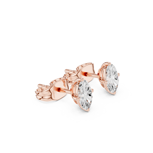 Boucles d'oreilles de luxe en or rose 10 carats avec diamant ovale Elara cultivé en laboratoire - Product Image 2