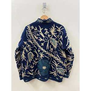 Sujani Velvet Handmade Embroidered Quilted Pullover <b>Jacket</b> Women Reversible Floral Boho <b>Kimono</b> Ruffles 100% Cotton Summer Autumn - Product Image 3