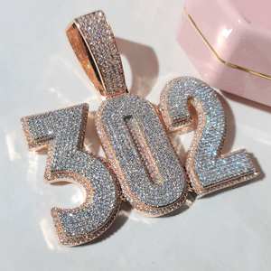 Colgante de Lujo con Número 302, Chapado en Oro Rosa, Joyería Hip Hop, Moissanita VVS, Personalizado - Product Image 5