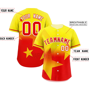 เสื้อเบสบอลสีดำไล่เฉดสีชมพูแบบกำหนดเอง พร้อมลายดาวพิมพ์แบบซับลิเมชั่น เสื้อผ้ากีฬาตาข่ายระบายอากาศแขนสั้นสำหรับผู้ใหญ่แบบยูนิเซ็กซ์ - Product Image 5