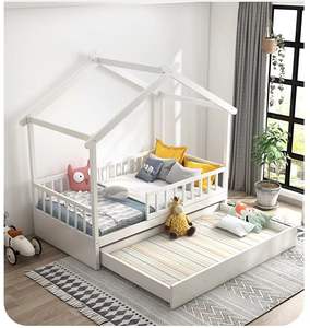 Cuna de Madera Maciza Tipo Casita Multifuncional Montessori para Niños Pequeños con Barandilla de Almacenamiento para Dormitorio de Niñas Cama Infantil - Product Image 6