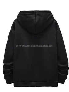 Sudaderas con capucha de gran tamaño para hombre, sudadera de lana de manga larga de Color sólido con cuello con capucha y cordón - Product Image 2