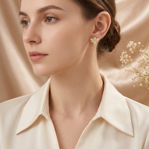 14K Yellow Gold Vermeil Moissanite Honey <b>Bee</b> Stud Earrings Round Shape Diamond Proposal <b>Gift</b> Earrings - Product Image 4