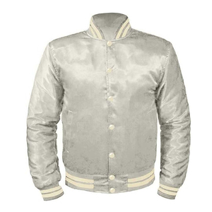 Best Quality Bomber Jacket <b>Stand</b> Collar Zipper Closure Canvas Embroidered Front Tear Resistance College Satin Jacket for Men - Product Image 4