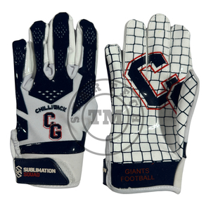 Chilliwack Custom Logo Color High Performance American Football Receiver <b>Gloves</b> Strong <b>Grip</b> Hook Loop Closure Polyester/Cotton - Product Image 2
