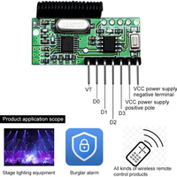 Récepteur sans fil RF 433 MHz, module décodeur de code d'apprentissage 4 canaux HFY-J66E/G, portée 150 m, télécommande universelle à 4 boutons avec arrêt automatique