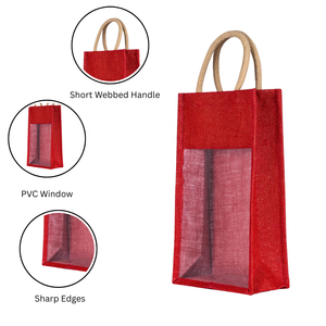 Vente en gros unique de haute qualité personnalisé toile de jute double sacs pour bouteilles de vin sacs-cadeaux pour anniversaire de mariage - Product Image 5