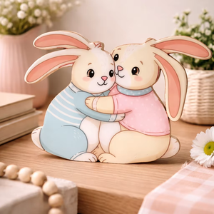 Conejo de madera con diseño de conejo, decoración para el hogar - Product Image 1