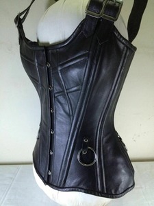 Women's Goth <b>Punk</b> Plus-Size Zipper Leather Lace Corset Shapewear Waist Cinchers Hip Enhancer Satin Fabric Quick Dry Firm Control - Product Image 2