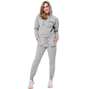 Ensemble de survêtement décontracté deux pièces pour femme avec sweat à capuche en polaire, coupe décontractée, taille élastique et poignets resserrés, idéal pour l'entraînement et les loisirs - Product Image 1