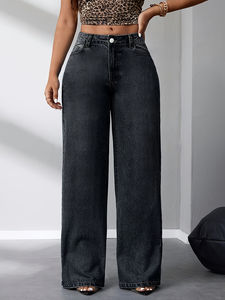 Nouveau Jean Américain Rétro au Design Unique, Coupe Ample et Droite pour Femme, Pantalon Large en Denim pour Femme - Product Image 5