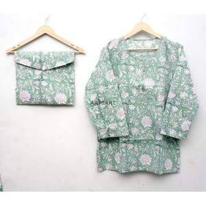 Conjunto de Pijamas Ecológicos con Estampado Floral 100% Algodón, Manga Larga, Ropa de Dormir Informal para Primavera/Verano - Product Image 4