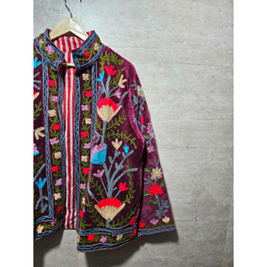 Chaqueta de terciopelo para mujer, estilo nuevo, abrigo a rayas de algodón, chaqueta boho de alta calidad, chaqueta bordada, chaquetas de temporada - Product Image 3