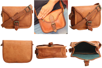 Tas selempang kulit kambing Pria & Wanita, tas tangan kulit kambing, tas bahu kerajinan tangan untuk Pria & Wanita, tas selempang kulit Full Grain Vintage