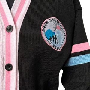 Cárdigan Varsity con Botones, Suéter de Punto, Manga Larga, Informal, a la Moda, Prenda Exterior para Combinar en Capas, Suave y Cómoda para Uso Diario - Product Image 3