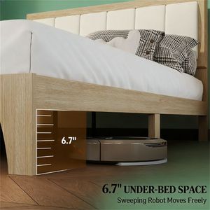 Up-Holstered Bed <b>Frame</b> with Headboard Platform Style Bed - Product Image 2