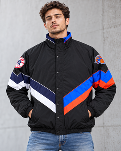 Blouson matelassé unisexe rétro à blocs de couleur unie, avec patch personnalisé, pour équipe sportive, chaud, écologique, respirant, doublé en laine, streetwear, ODM - Product Image 1