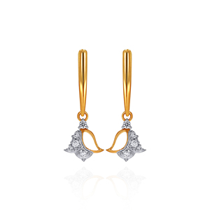 Pendientes de Lujo con Diseño Floral en Oro de 14K, con Delicado Acento de Diamantes, para Ocasiones Especiales - Product Image 1