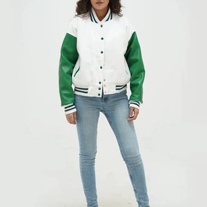 Premium Women Letterman Varsity <b>Jacket</b> Custom College Baseball Coat Wool Blend <b>Leather</b> OEM ODM Sample Service Available - Product Image 2