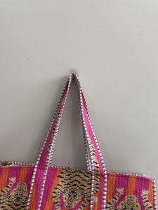 Bohemian Solid Cotton Tote <b>Bag</b> with Kantha Embroidery Open Top Design for Daily Use & Travel All Seasons Made in Rajasthan - Product Image 2