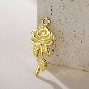 Hot Selling Gold Rose Flower Charm Pendant Necklace Bracelet Floral Jewelry Gift Women Girls Luxury Minimal Style - Product Image 1