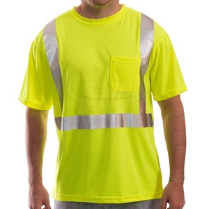 Camiseta de Hombre de Alta Calidad, Transpirable, Reflectante, 100% Algodón Tejido, ANSI Clase 2, con Luz LED Intermitente, Impermeable, con Logotipo, Manga Corta - Product Image 3