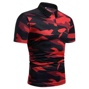Polo de Manga Corta para Hombre, Camuflaje Rojo y Negro, Deportivo, de Secado Rápido, Tejido 100% Poliéster, Corte Regular - Product Image 5