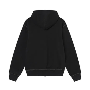 Sweat-shirt à capuche zippé noir pour homme en coton French Terry, coupe classique, décontracté, pour l'automne - Product Image 2