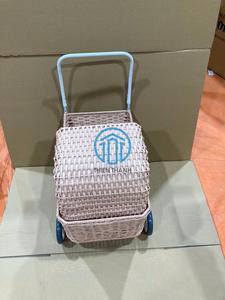 Handmade Kids Rattan Trolley Montessori Toy <b>Storage</b> <b>Cart</b> with Wheels Natural Woven Nursery Organizer for Children Playroom - Product Image 5