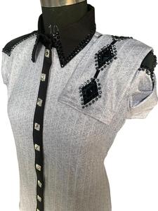 Chemisier d'équitation pour femme, style western, orné de strass, à manches courtes, pour compétition, en polyester, Misha International - Product Image 1