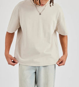 High Quality Men's Heavyweight 180g 100% Cotton <b>Hip</b> Hop Style T-Shirt Boxy Fit Drop Shoulder Oversized Crew Neck Plus Size - Product Image 4