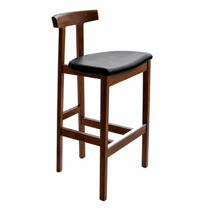 Indonesian Teak Wood Durable Mid-Century Commercial Use Modern Nadhifa Teak Bar Chair Bar <b>Stool</b> <b>Cushioned</b> Oscar Leather Sea - Product Image 2