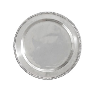 Assiette de service ronde en argent de 13 pouces de diamètre, assiettes et plats en métal pour servir les aliments, impression de logo personnalisée, assiette élégante, décoration de table - Product Image 1