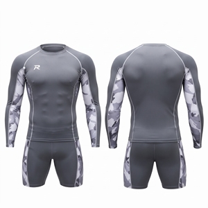 Mens Long Sleeve Compression <b>Shirt</b> & Shorts Set Quick Dry Sporty <b>Swimming</b> 2 Piece Set Men Lightweight Compression Tee Shorts Set - Product Image 5