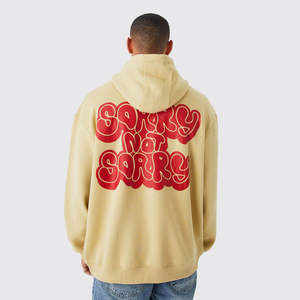 Sweat à capuche beige surdimensionné pour homme, style décontracté, streetwear d'hiver - Product Image 2