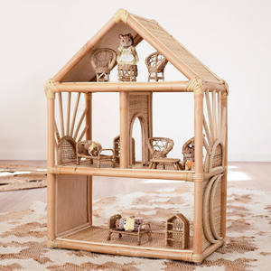 Meubles de maison de poupée en rotin, fournitures pour maisons de poupées, maisons de poupées en bois, jouets ludiques, maisons de poupées à prix le plus bas - Product Image 1