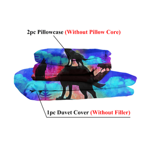 Set di 3 Pezzi Copripiumino con Motivo Lupo Nero e Cielo Blu, Design a Tema Luna e Cielo Notturno per Amanti degli Animali - Product Image 3