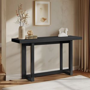 Handmade Modern Oak Entryway <b>Console</b> <b>Table</b> Long Sofa <b>Table</b> for Hallway Living Room Foyer or Bedroom Finished in <b>Black</b> - Product Image 1