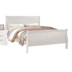 Letto matrimoniale Louis Philippe E. King in finitura bianca, struttura in legno realizzata a mano - Product Image 1