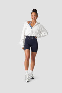 Sudadera corta personalizada para mujer con hombros caídos y manga larga, sudadera con cremallera para mujer, ropa de entrenamiento y sudadera deportiva para mujer - Product Image 3