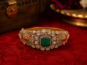 Gold Plated 925 Sterling Silver Moissanite Kundan Polki <b>Bracelet</b> for Women Indian Bridal Jewelry Wholesale Manufacturer - Product Image 2