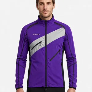 Men's Custom Color Blocking Hooded <b>Racer</b> <b>Jacket</b> Waterproof Zipper Closure Sporty Style Polyester Winter Wear - Product Image 1