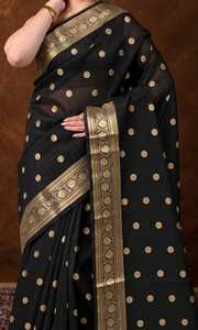 Sarees de Seda Brocada Banarasi, Traje Tradicional Indio Étnico para Bodas y Fiestas, Saree de Diseñador con Pallu de Zari Rico - Product Image 2