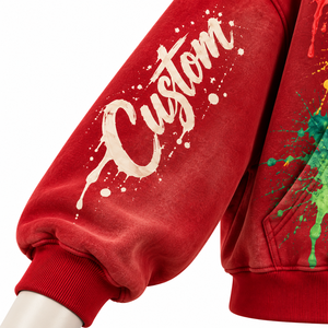 Sweat-shirts à capuche surdimensionnés en molleton 100 % coton, brodés en 3D avec une police artistique personnalisée, pour femmes et hommes, fabrication sur mesure par le fabricant d'origine (ODM), collection hiver premium. - Product Image 4