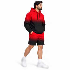 Conjunto de Sudadera con Capucha y Pantalones Cortos para Hombre AL RAFEEQ, Color Sólido, Chándal Informal, Transpirable, de Algodón, para Otoño - Product Image 1